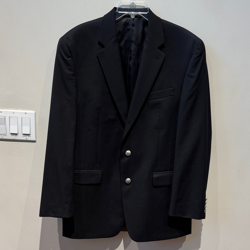 Ralph Lauren Black Wool Blazer with Silver Buttons Size 42 L